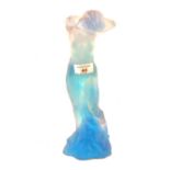 A French pate-de-vere blue frosted glass standing unclad lady by Daum,