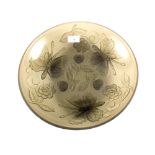 A French smoked glass bowl with dragonfly and floral moulding designed by P'Davesn,