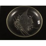 A French frosted glass bowl with internally moulded angel fish decoration by Verlys,