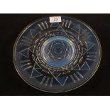 A French opalescent glass plate with geometric moulding, marked Cesari France,