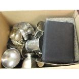 A box of Silver plate and metal ware