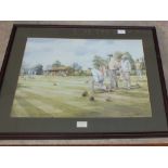 A pair of Douglas West lawn bowls prints,