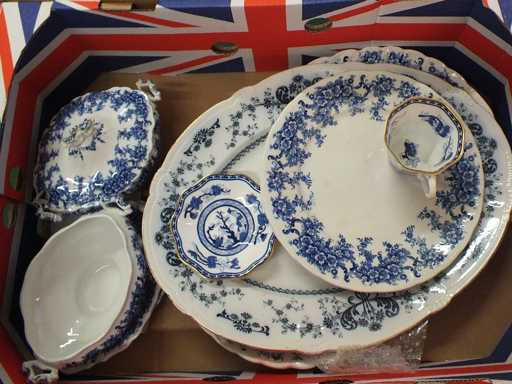 Various Victorian and other blue and white china