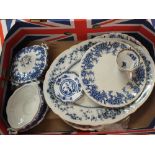 Various Victorian and other blue and white china