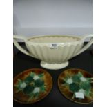 Devon Pottery Planter with 2 Decorative Embossed Plates