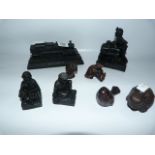 4 Carved Coal Ornaments and 4 Wildlife Ornaments