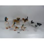 Set of 3 Ducks & 3 Dog Ornaments by Beswick & other Manufacturers