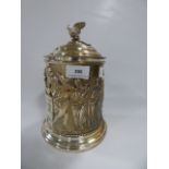 Silver Plated Biscuit Barrel with Figural Decoration