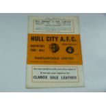 Hull City V Hartlepool United 1958
