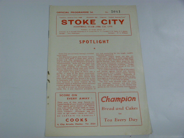 Stoke City V Derby County 1961