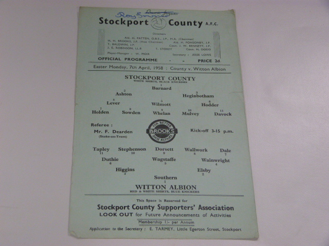 Stockport County V Witton Albion 1958