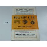 Hull City V Leyton Orient 1960