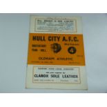 Hull City V Oldham AFC 1958