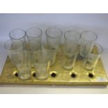 brass drip tray & set of Yates Glasses