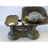 set of kitchen scales and weights