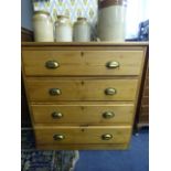 Pine Chest of 4 Drawers with Hardwood Top
