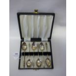 cased set of 6 silver tea spoons 55 grams