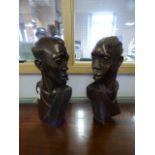 Pair of African Carved Busts