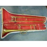 Brass Trombone and case