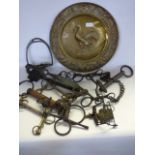 bridal horse related metal ware & with animal trap