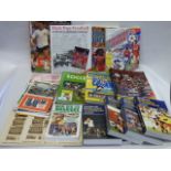 A box of football related books and 4 Rothmans rugby league year books