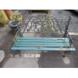 Cast Iron Garden Bench with Wood Slat Seat