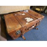 Large Leather Strapped Leather Trunk