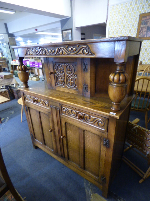 Priory Style Heavily Carved Sideboard