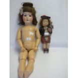 Heubach Koppelsdorf jointed porcelain doll and one other