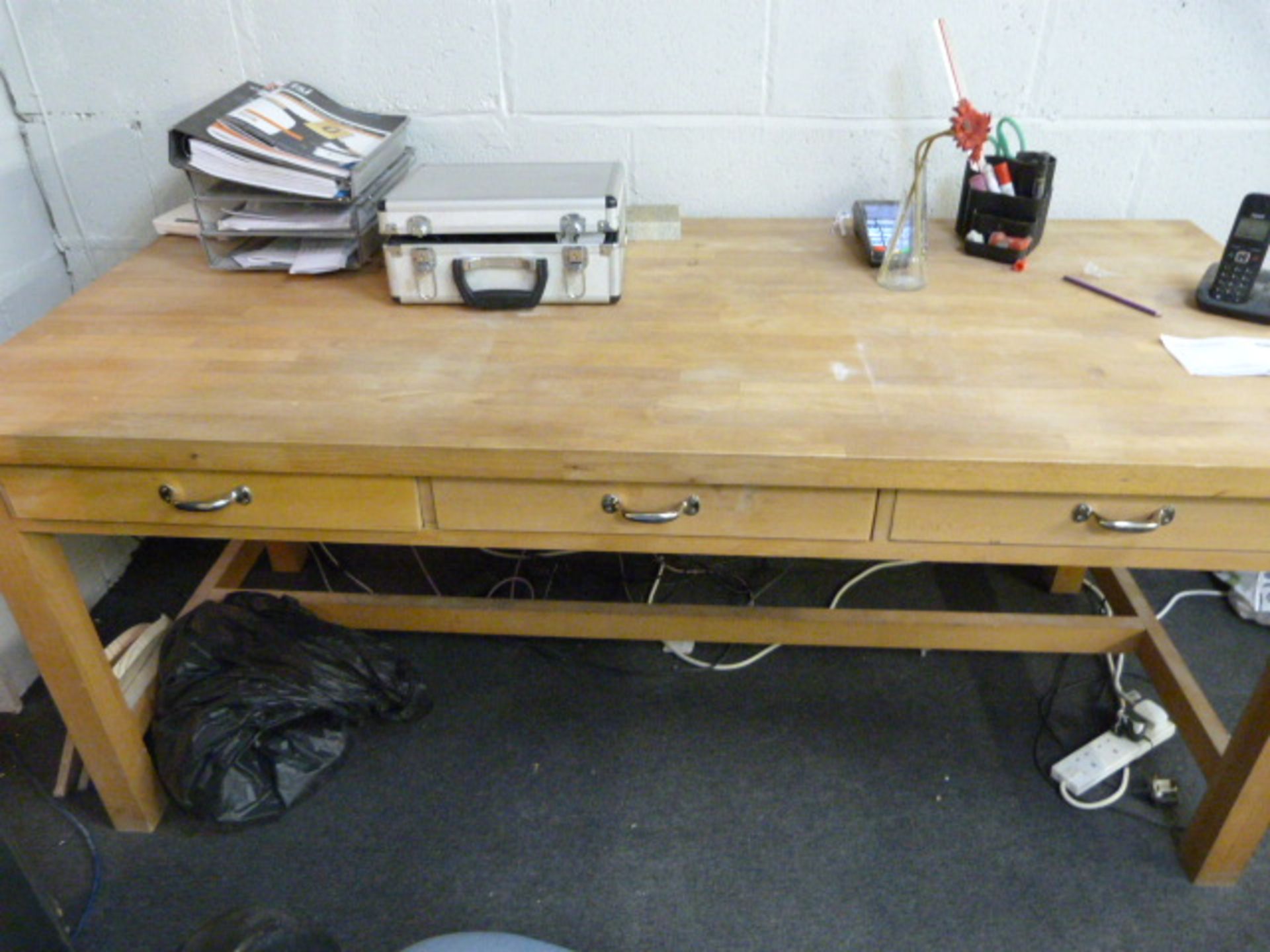 *Beech Kitchen Table with Three Drawers