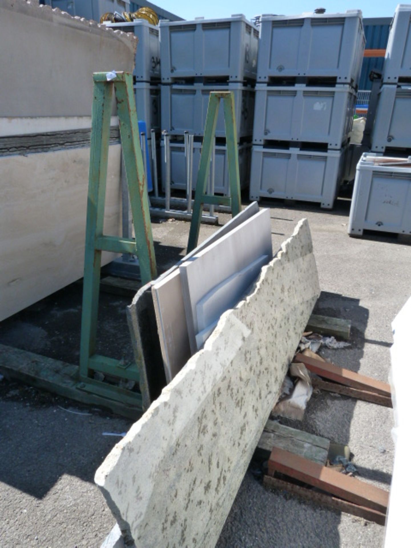 *Steel Stillage Containing a Small Stock of Polished Granite and Natural Stone Work Surface