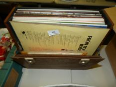 Vinyl Record Case Containing Various LP's and 45's