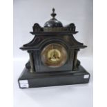 Black Slate Barrel Movement Mantel Clock