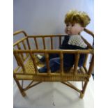 Cane Crib with Doll