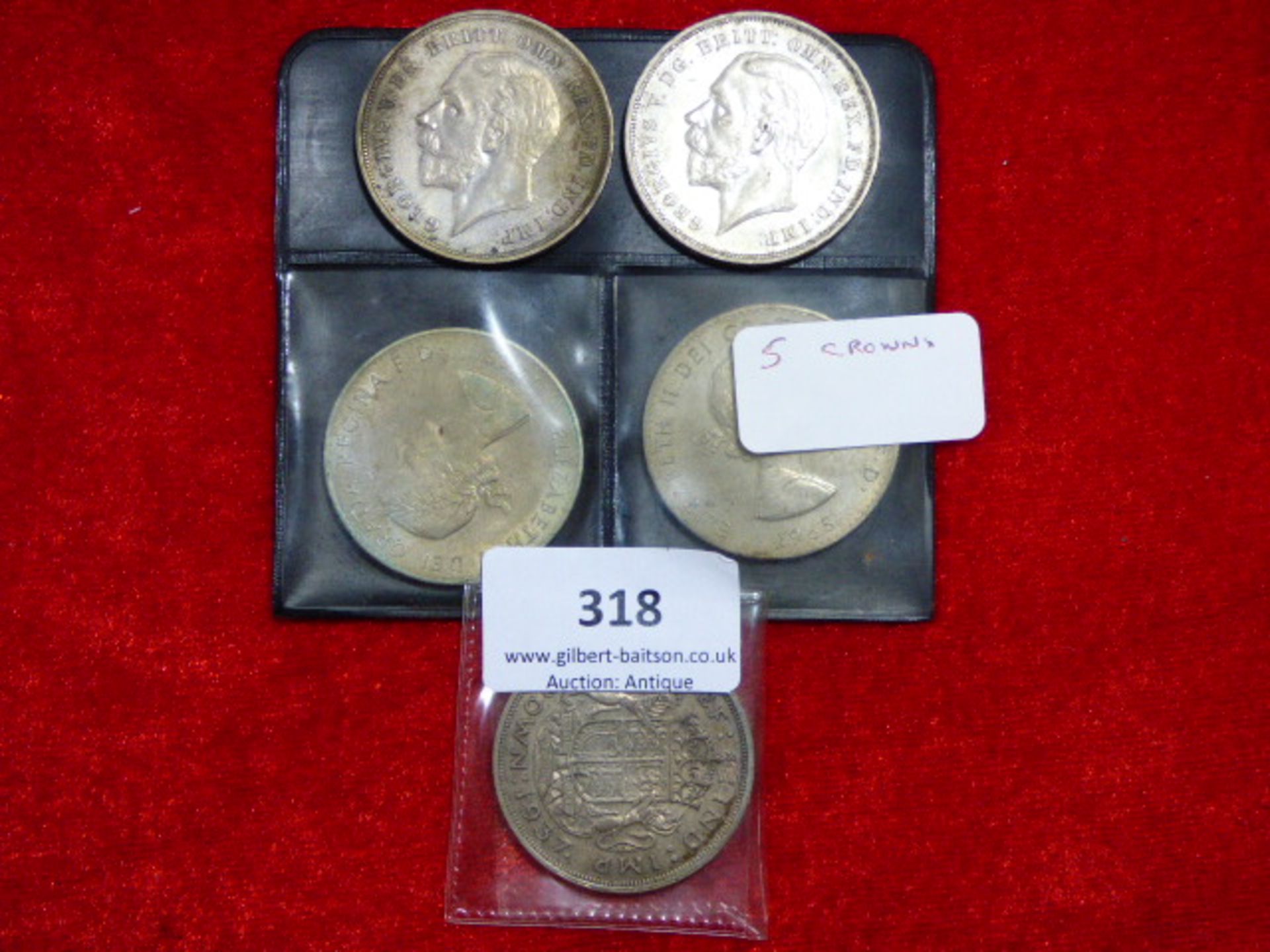 Five Assorted Silver Crowns