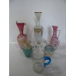Collection of Painted Glass Jugs, Etc