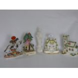Two Small Staffordshire Figurines plus Two Incense Burners and a Figurine