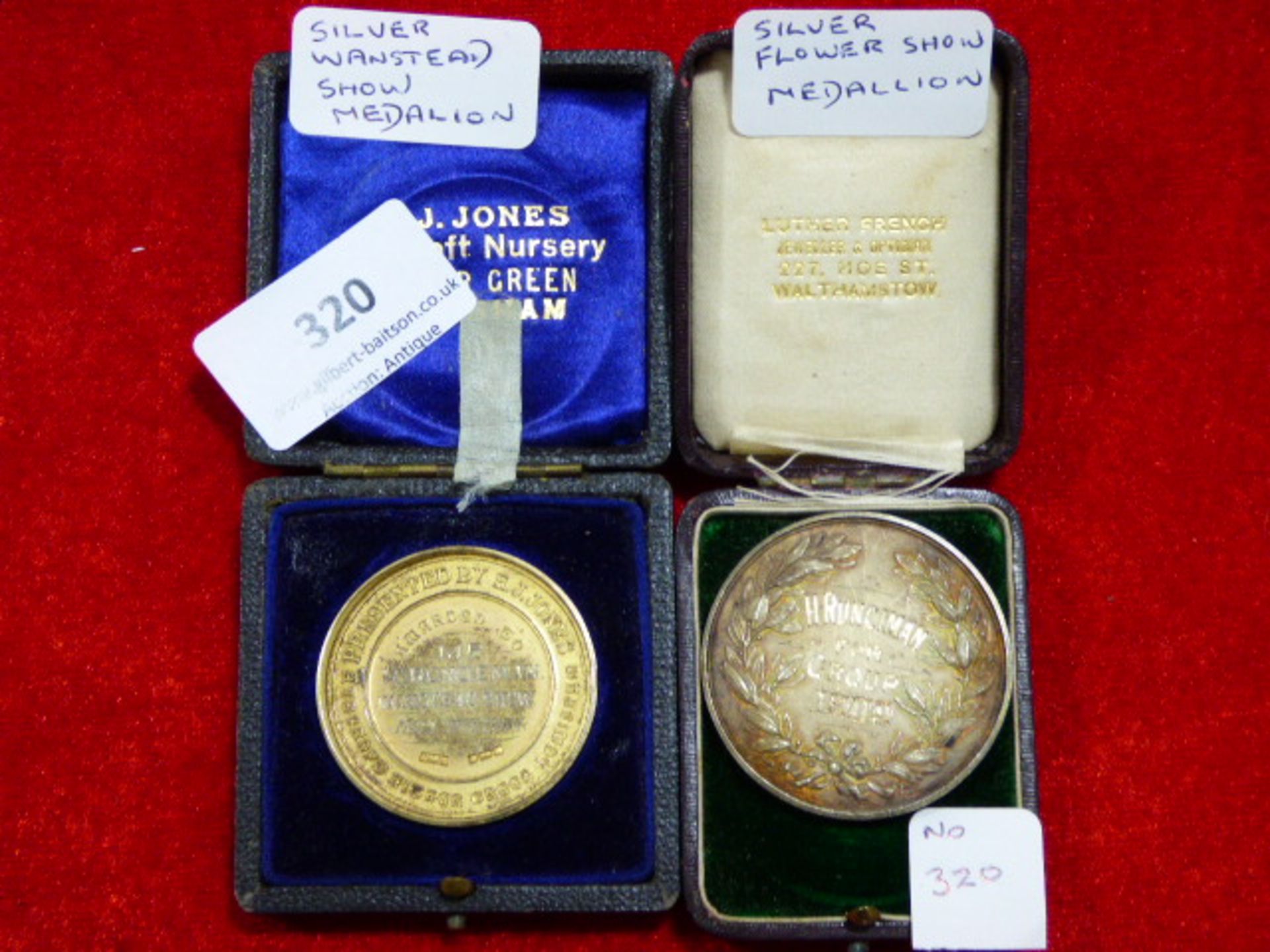 Boxed Silver Wanstead Show Medallion and a Boxed Silver Flower Show Medallion