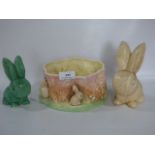 Sylvac Bowl with Rabbits and Two Individual Rabbits