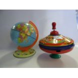 Globe and a Tin Spinning Top