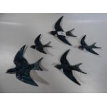 Five Set of Beswick Wall Swallows