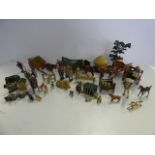 Large Collection of Lead Farm Models Including: Horses, Carts, Hay Stacks, Etc