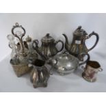 Collection of Plated Ware, Teapots, Etc