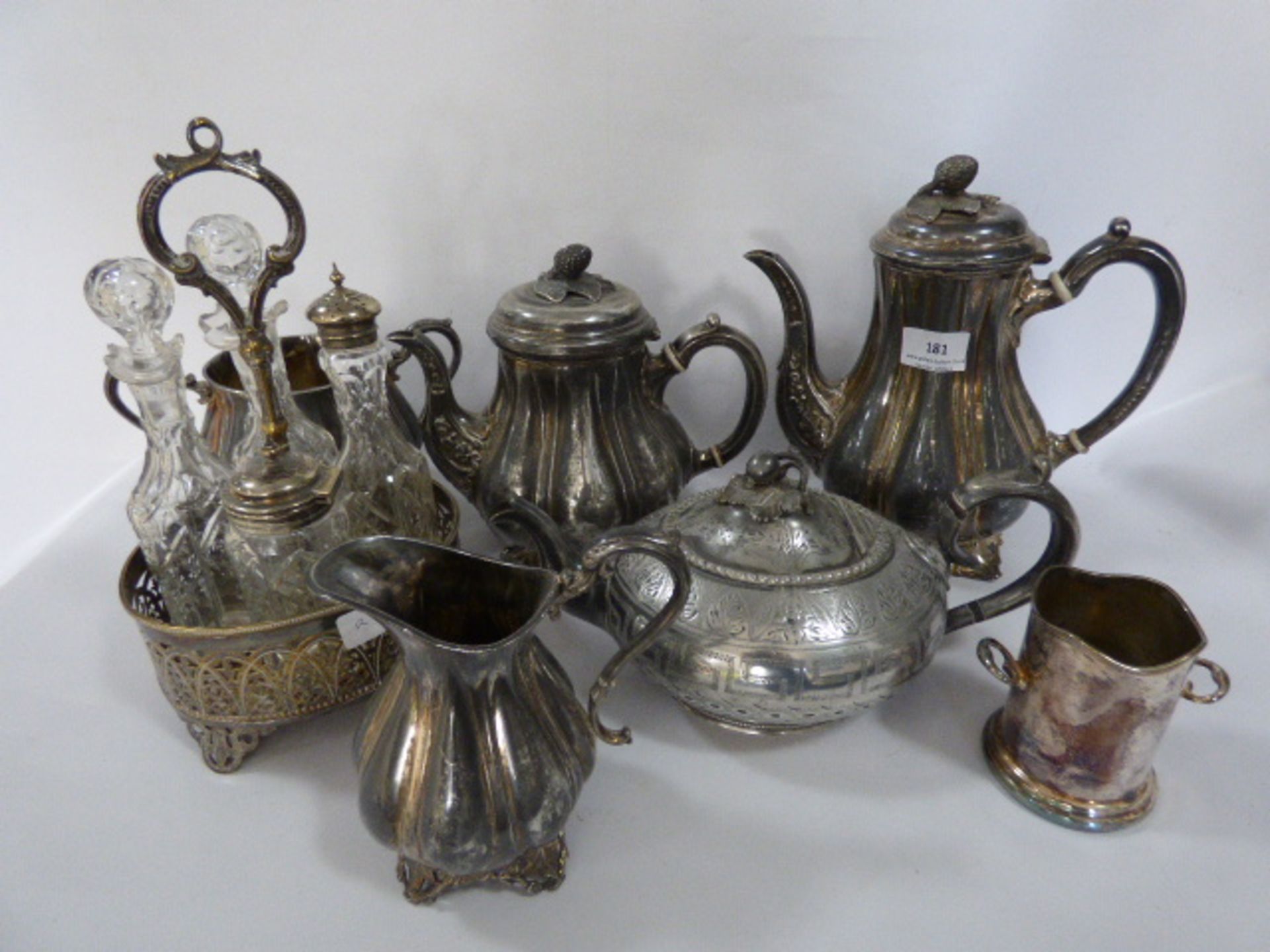 Collection of Plated Ware, Teapots, Etc