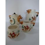 Pottery Tea Set with Fox Masks