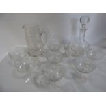 Etched Glass Jug, Decanter and Assorted Drinking Glassware