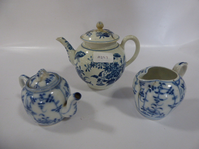 Worcester Teapot with all it's Faults plus Another Small Teapot and Jug