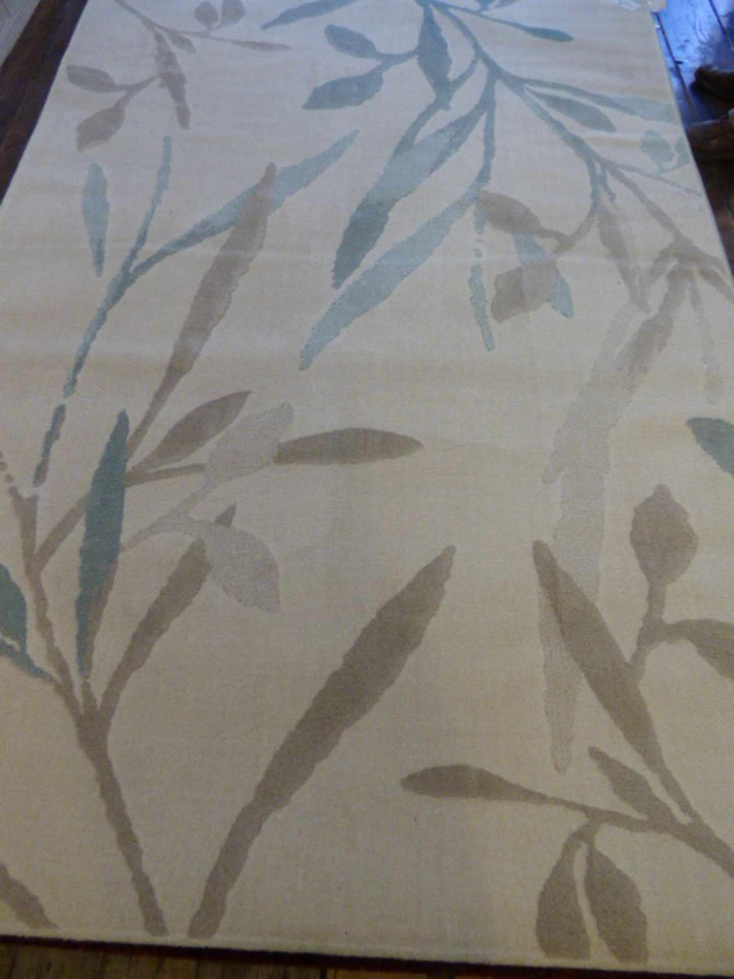 *Cream, Beige and Teal Floral Rug 230cm by 160cm RRP: £250