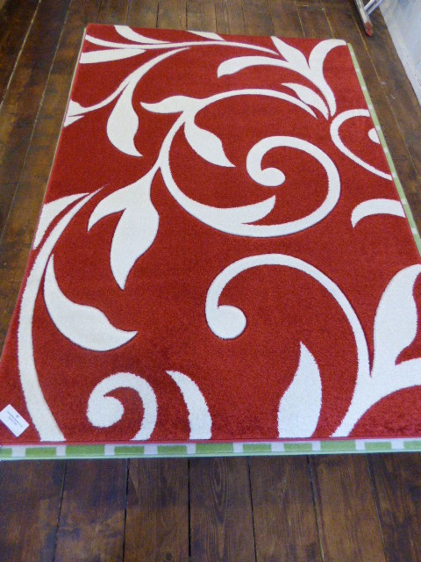 *Red and Beige Scroll Design Rug 230cm by 160cm