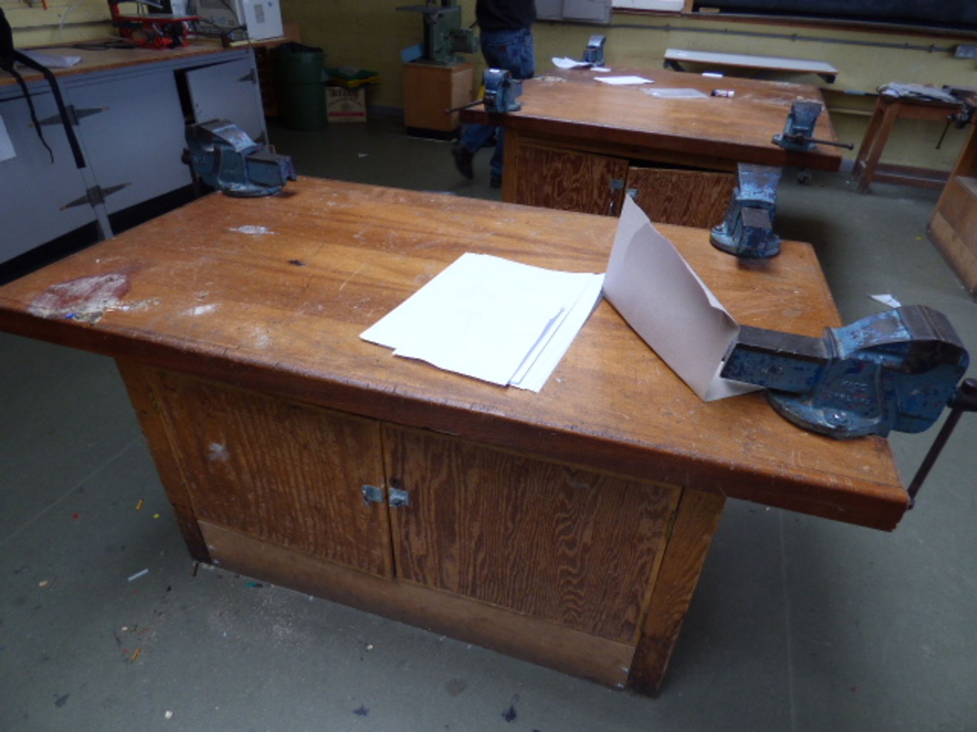 *Engineers Workbench Fitted with Three Record No.3 Vices